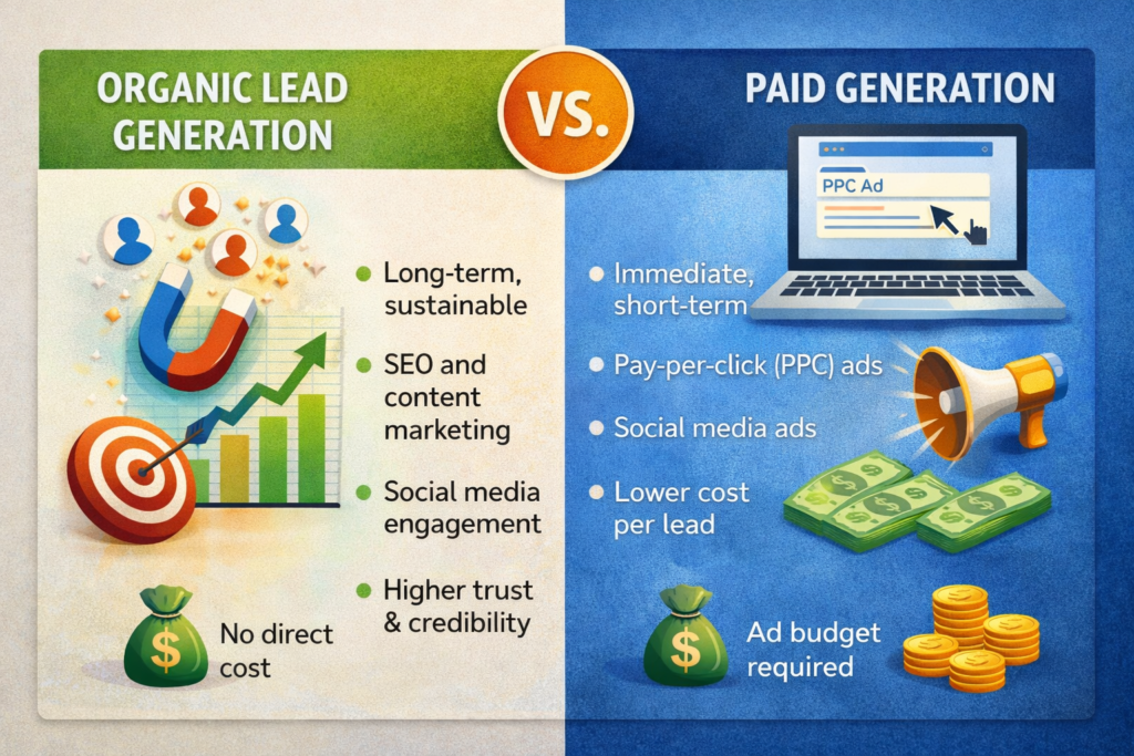 organic lead generation vs paid lead generation